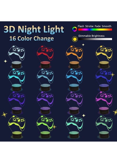 Game 3D Lamp, Hologram Illusion Controller Night Light for Kids, 16 Colors Changing with Remote+Timing+Dimmer Function, Boys Video Gamer Room Accessories as Xmas Birthday Gifts for Teen Men