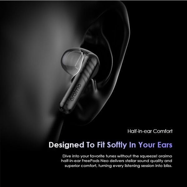 Oraimo FreePods Neo OTW-330S True Wireless Earbuds | 50H Battery, 6 Mics for Clear Calls, Bluetooth 5.3, IPX4 Waterproof, Deep Bass, Touch Controls (Light Gold)