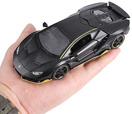 عروض برايم سيارة لامبورجيني لعبة سيارة معدنية مصبوبة نموذج سيارة سحب للخلف سيارة خارقة مع أبواب قابلة للفتح مع صوت وإضاءة لأعياد الميلاد وديكورات حفلات للأطفال الأولاد والبنات بمقياس 1:32، لون أسود
