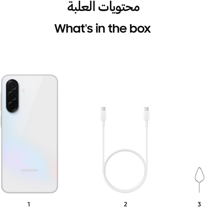 سامسونج جالكسي A36 5G، هاتف ذكي يعمل بنظام أندرويد، سعة تخزين 256 جيجابايت، ذاكرة وصول عشوائي (RAM) سعة 8 جيجابايت، لون أبيض رائع، 6 ترقيات لنظام التشغيل، شاشة كبيرة، معالج ثماني النواة (إصدار الإمارات العربية المتحدة)