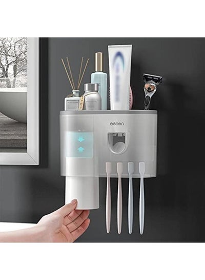 Wall Mounted Toothbrush Holder And Toothpaste Dispenser With 1 Cup