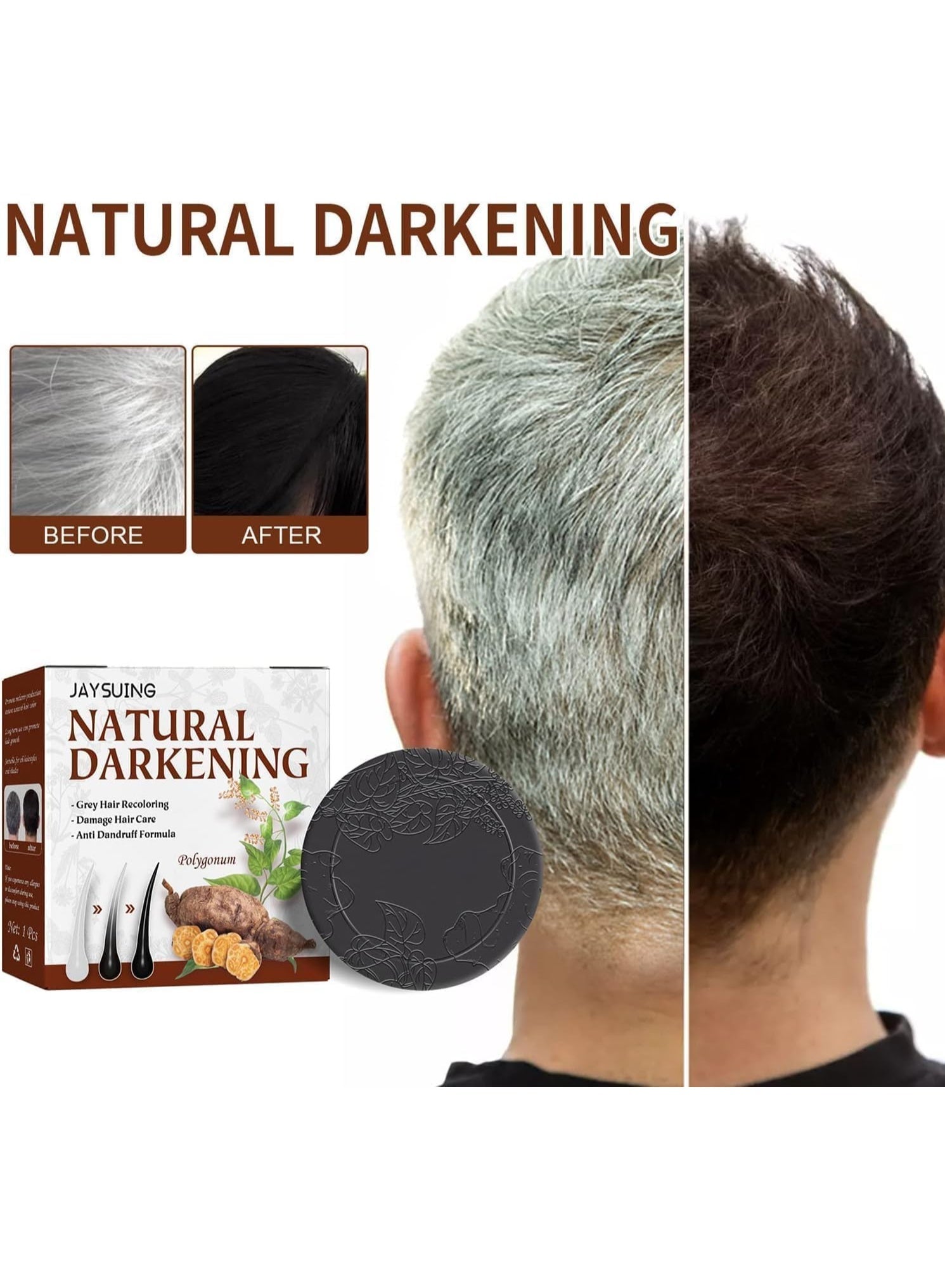 RAKO New Hair Darkening Shampoo Bar, (1PC-Black)