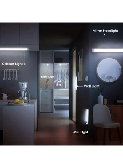 6 قطع مستشعر حركة لاسلكي LED إضاءة بيضاء USB قابلة للشحن عصا على خزانة مغناطيسية أضواء ليلية لعداد المطبخ وخزانة الملابس والرواق الداخلي والخارجي