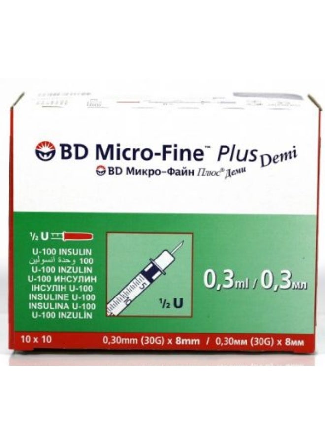 BD Micro Fine Demi 0.3 Ml Insulin Syringe (30g) 8mm (10x10)