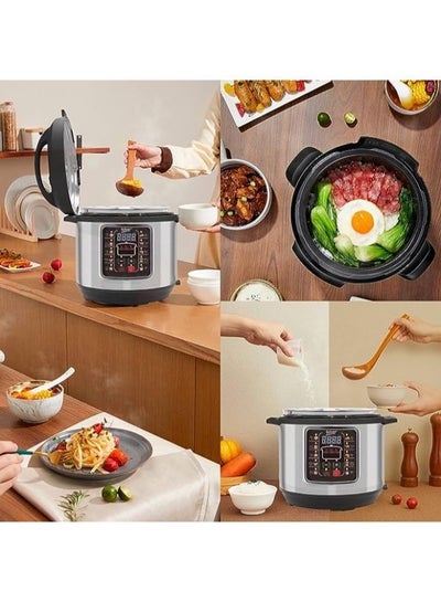 9 Liters 1350W stainless steel electric pressure cooker, Slow, Rice Cooker, Yogurt, Cake Maker, Steamer and Warmer, Silver Perfect for Larger Families WTR-9007