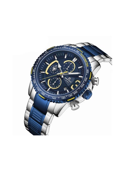 NAVIFORCE 8017 SCE Luxury Brand Business Watches for Men Sports Quartz Chronograph 3ATM Waterproof Stainless Steel Wrist watch - Blue/Silver