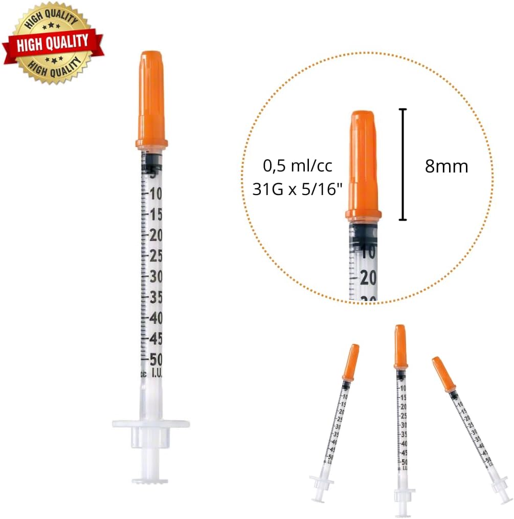 Pack of 20pcs 0.5 ml/cc Plastic Tube 31G (0.25х 8mm) Multi-Purpose Measuring Tools, Individually Wrapped, Lab Accessories (31G-8mm)