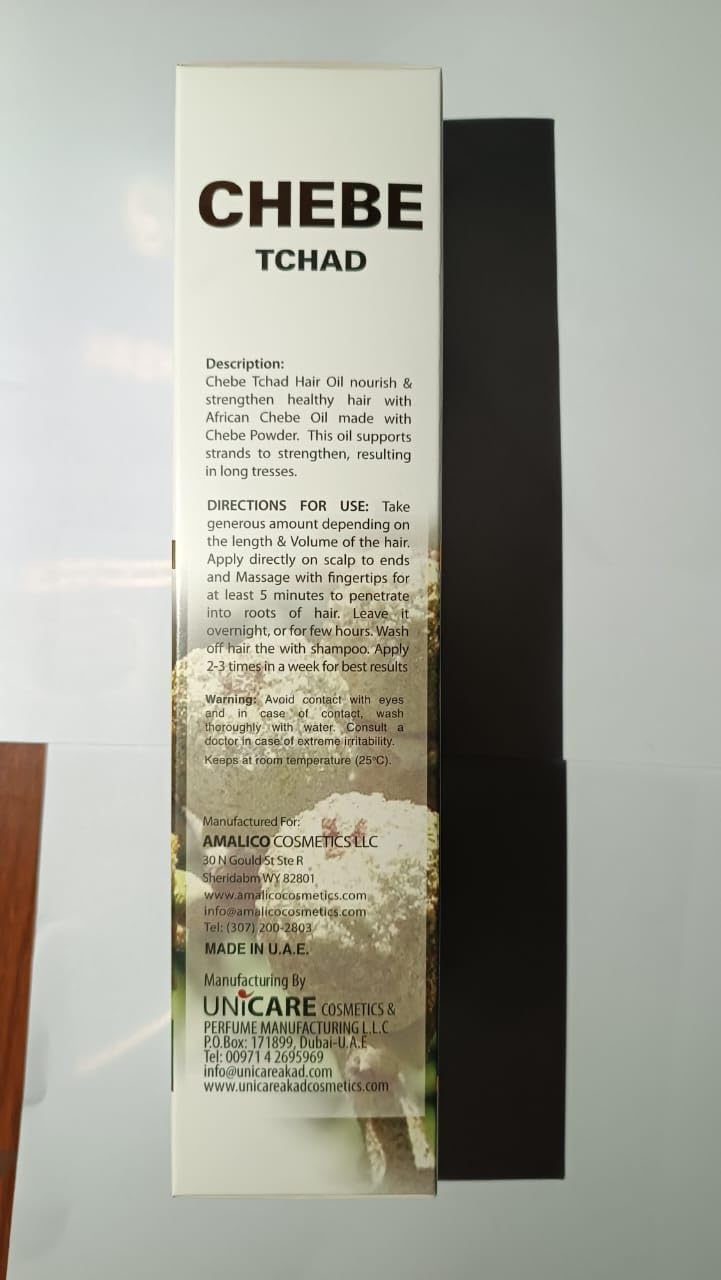 AMALICO Oil for Hair Growth with Chebe Powder - Ready to use Organic Oil for Scalp and Dry Damaged Hair - Natural Oil Infused with Canola, Palm, Ostrich and Olive Oil - 250 ML