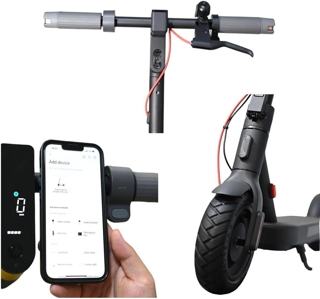 سكوتر شاومي الكهربائي ٤ برو (الجيل الثاني)، مدى ٦٠ كم فائق السرعة، سرعة قصوى ٢٥ كم/ساعة، قوة قصوى ١٠٠٠ واط، ميل صعود ٢٢٪، فرامل أسطوانية أمامية وفرامل ABS خلفية، إطارات ١٠ بوصات عريضة سوداء