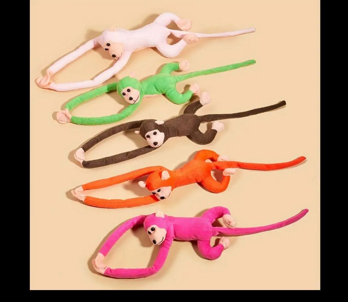 6 pcs Hanging Monkey Stuffed Animal, Stuffed Monkey Plush Toy, Great Gift for Kids Home Decor with Light and Sound for Boys and Girls - Assorted Colour