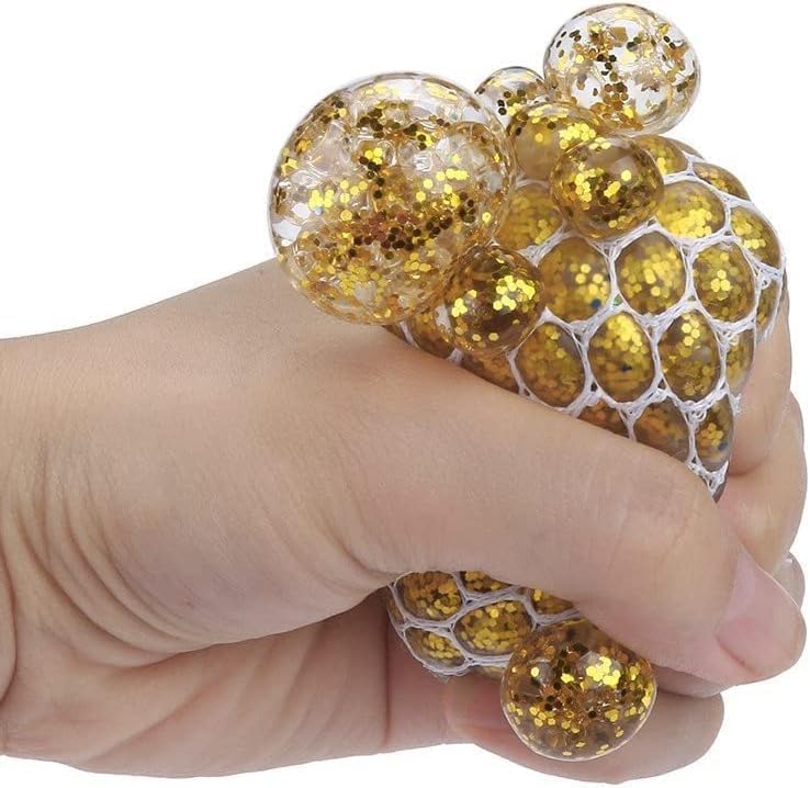 ECVV 4 قطع من كرات شبكية متلألئة لامعة ومزخرفة لتخفيف التوتر، لعبة مضادة للتوتر (ألوان عشوائية)