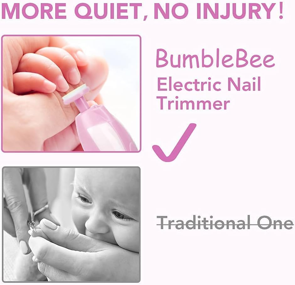 Sailunte Electric Baby Nail Trimmer - Safe Toenail and Fingernails Care Trim with LED Light for Infant Toddlers Kids Adults - with 6 Interchangeable Pads and Adjustable Speed