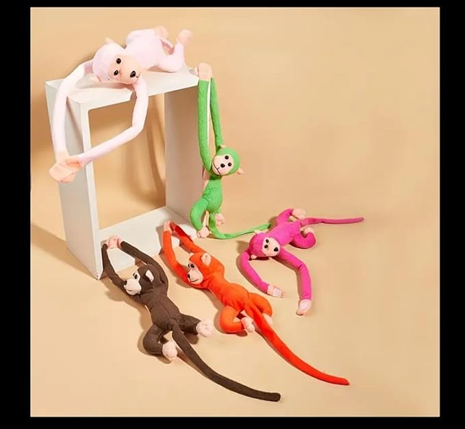 6 pcs Hanging Monkey Stuffed Animal, Stuffed Monkey Plush Toy, Great Gift for Kids Home Decor with Light and Sound for Boys and Girls - Assorted Colour