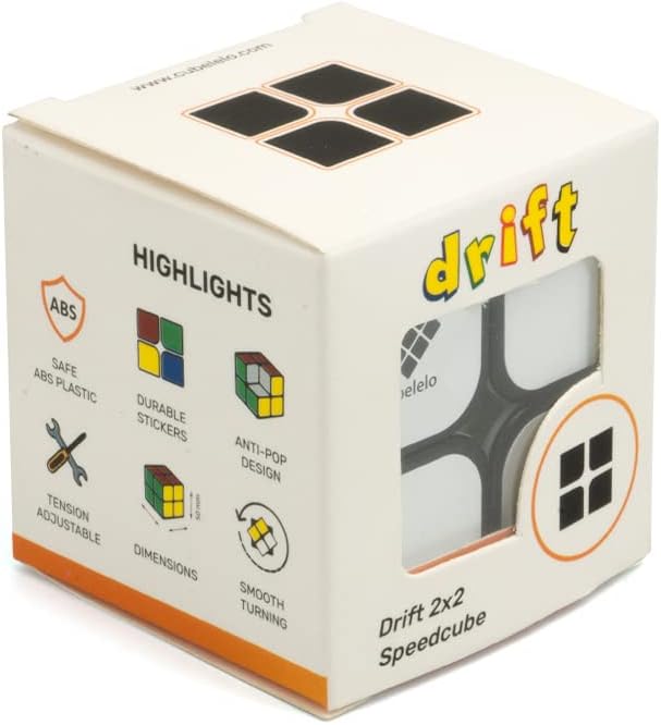 مكعب السرعة السحري Cubelelo Drift 2x2 أسود اللون، لغز للأطفال والكبار، مكعب العصف الذهني السريع (متعدد الألوان)