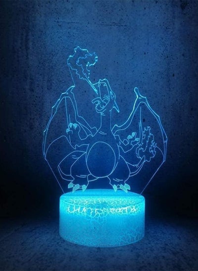 3D Illusion Lamp Night Light Led Big Dragon Spitfire Charizard Cartoon Kids Desk Lamp Bulb Creative Toy for Boy