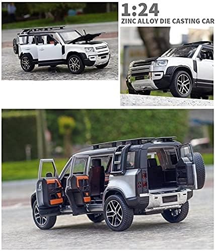 OutdoorKing Model Car 1/24 Alloy DieCast For Land Rover For Defender Model Toy Car Simulation Sound Light Pull Back Collection Children Gifts Model Car (Color : White/BLACK)