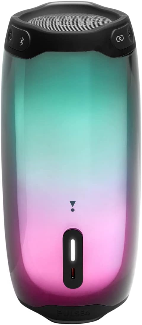 JBL Pulse 4 Portable Bluetooth Speaker, High-Resolution 360-Degree LED Lightshow, Powerful JBL Signature Sound, 12H Battery, IPX7 Waterproof, JBL Connect APP, Easy Sync - Black, JBLPULSE4BLK