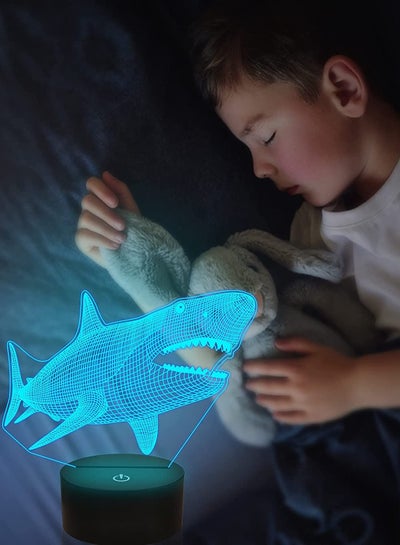 Multicolour Shark Night Light for Kids Ocean Animals 3D Bedside Lamp 16 Colors Changing with Remote Xmas Halloween Birthday Gift for Toddlers Boys Child