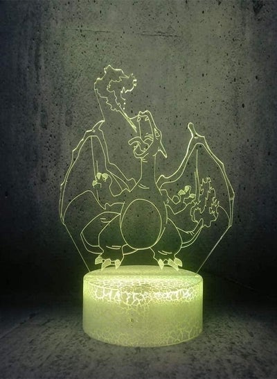 3D Illusion Lamp Night Light Led Big Dragon Spitfire Charizard Cartoon Kids Desk Lamp Bulb Creative Toy for Boy