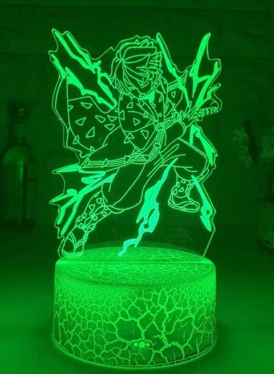 Multicolour 3D Night Light Illusion LED Lamps Decor lamp for Kids Kimetsu No Yaiba Led Night Light Anime Demon Slayer Lamp for Bedroom Decor Light Kids Child Birthday Gift Agatsuma Zenitsu Light