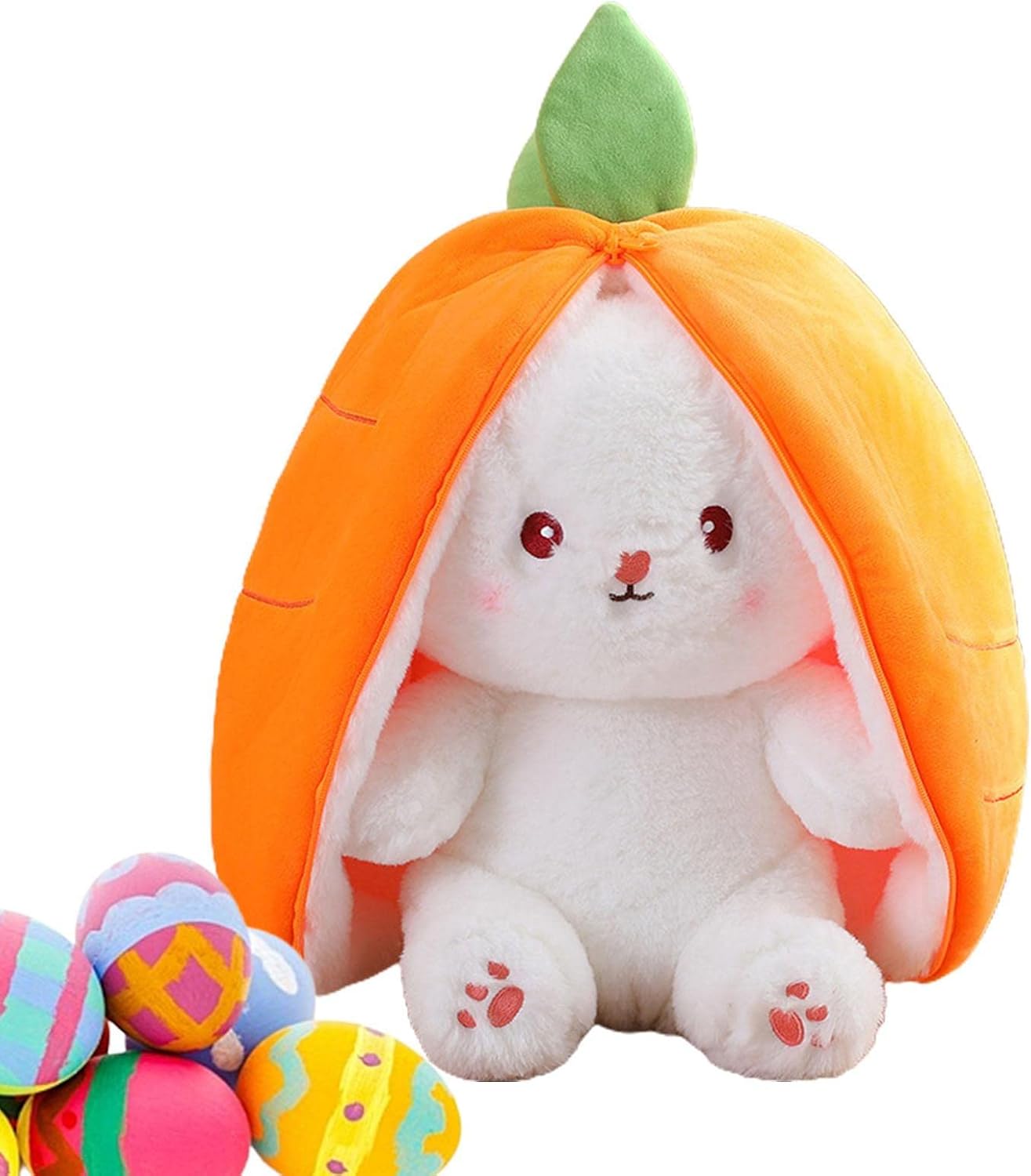 لعبة أرنب عيد الفصح المحشوة، لعبة الغميضة على شكل أرنب جزر وفراولة، لعبة محشوة على شكل أرنب لطيف للأولاد والبنات