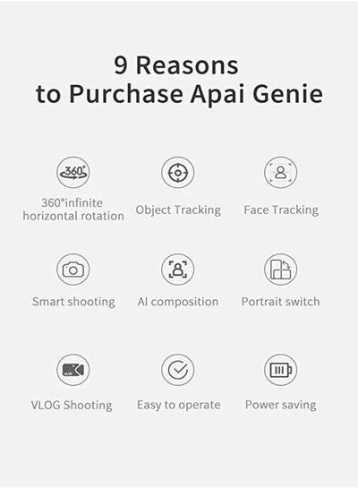 Apai Genie The Personal Robot-Cameraman, 360 Rotation Phone Mount Personal Sensor Holder Tripod - Black