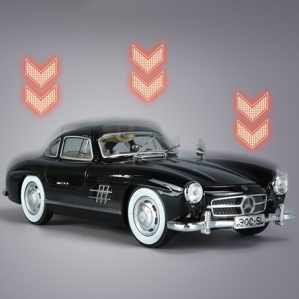 Coelon1:24 Vintage Toy Car 300 SL Classic Toy Cars for Kids Diecast Metal Car Light Sound Pullback Openable Door Cars