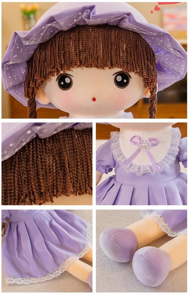 JAWSEU Cuddly Doll, Soft Rag Doll, Girls Plush Doll, Stuffed Dolls with Clothes, Hair, Cute Princess Fairy Stuffed Toy, Fairy Tale, Princess Ragdoll Plush Toy, Gift for Baby Children