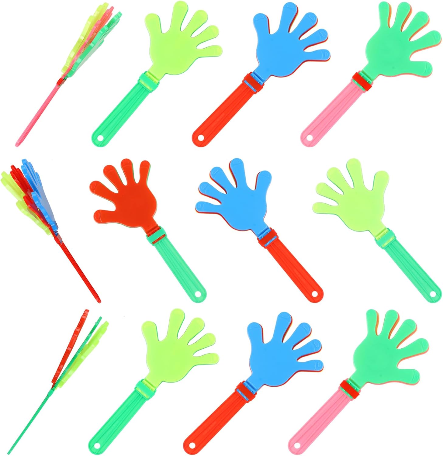 12 Pcs Large Hand Clappers Noisemakers, 11 Inch Plastic Noise Maker Jumbo Hand Clappers in Bulk, Colorful Clappers Noisemakers for Party Supplies Sporting Events Ball Games Noisemakers(Mixed colors)