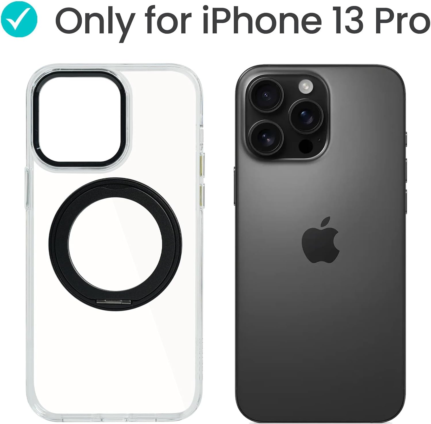 AZTECH SuperSnap 360°Rotatable Silver Ring Magnetic Ring for iPhone 14 Pro Case, Fit for MagSafe with Kick Stand & Ring Holder, 16FT Military Grade Shockproof Translucent Back for iPhone 14 Pro