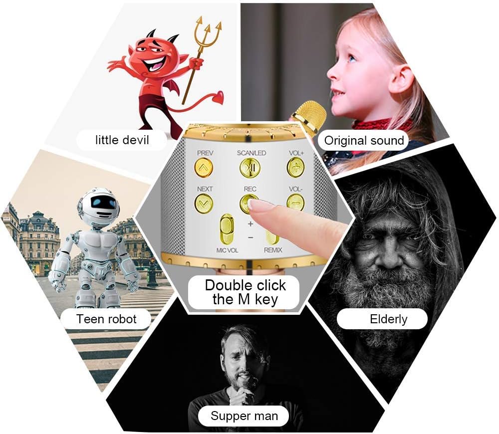 ميكروفون كاريوكي ميلرونغ للأطفال الذين يغنون، 5 في 1 ميكروفون لاسلكي يعمل بالبلوتوث مع أضواء LED، جهاز كاريوكي محمول، ميكروفون ومكبر صوت ومشغل مسجل للمنزل والحفلات وأعياد الميلاد (وردي)