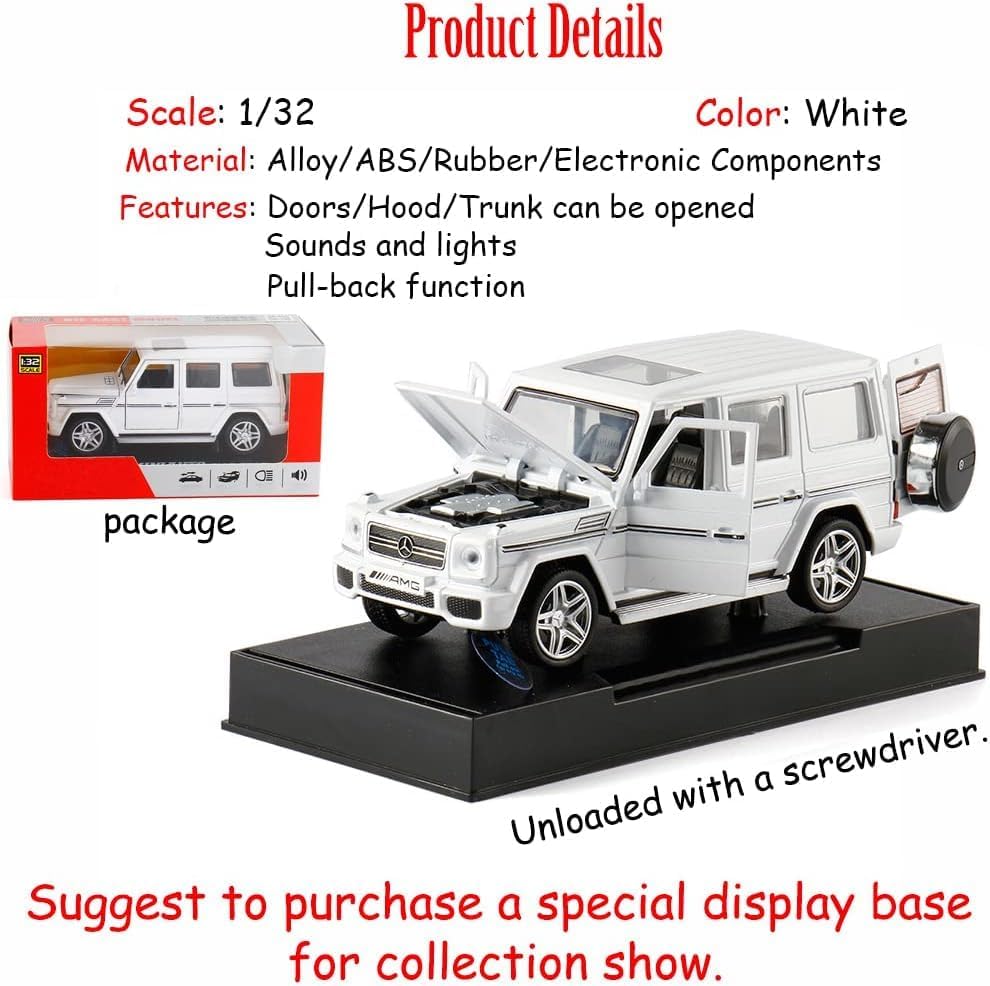 سيارة أرنيافالا من سبيكة معدنية قابلة للتجميع من طراز مرسيدس بنز G65 AMG باللون الأحمر، نموذج سيارة مصبوبة قابلة للسحب للخلف مع أضواء وصوت (لون أبيض)