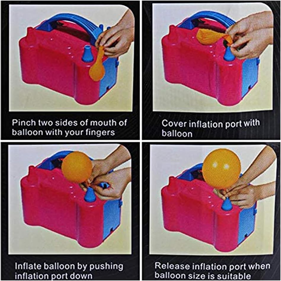 مضخة بالونات هوائية كهربائية من ECVV، منفاخ محمول بفوهتين، منفاخ صديق لتزيين البالونات والحفلات الرياضية والهدايا وتوفير الوقت، لون وردي HT508