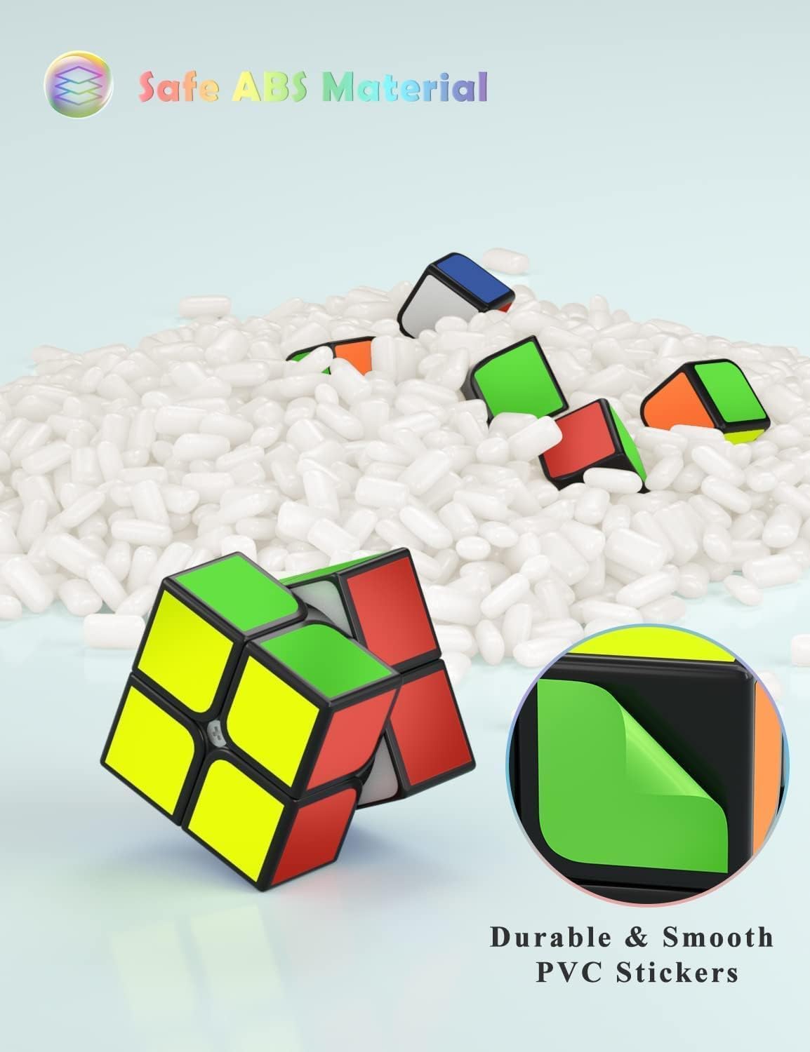 مكعب السرعة مونتشي ٢×٢، مكعب كي دي ٢×٢×٢، ملصق فائق المتانة بألوان زاهية (٢×٢×٢)
