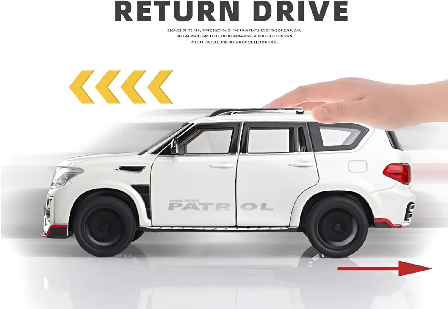 1:24 لسيارة نيسان باترول SUV مصبوبة بسبائك معدنية، نموذج سيارة مصبوب مع صوت وضوء، نموذج معدل للأولاد، هدية عيد ميلاد للأولاد والبنات