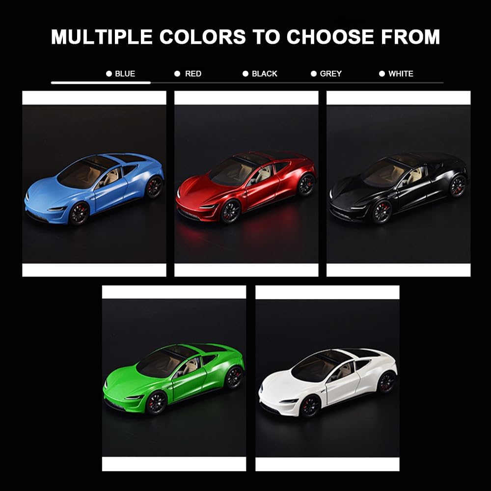 سيارة رودستر مصبوبة بمقياس 1/24 من EROCK مع وظيفة السحب للخلف والصوت والضوء، مركبات معدنية من سبائك معدنية، سيارة رودستر لعبة مثالية للتجميع للأطفال والبالغين المتحمسين، هدية عيد ميلاد رائعة (أبيض)