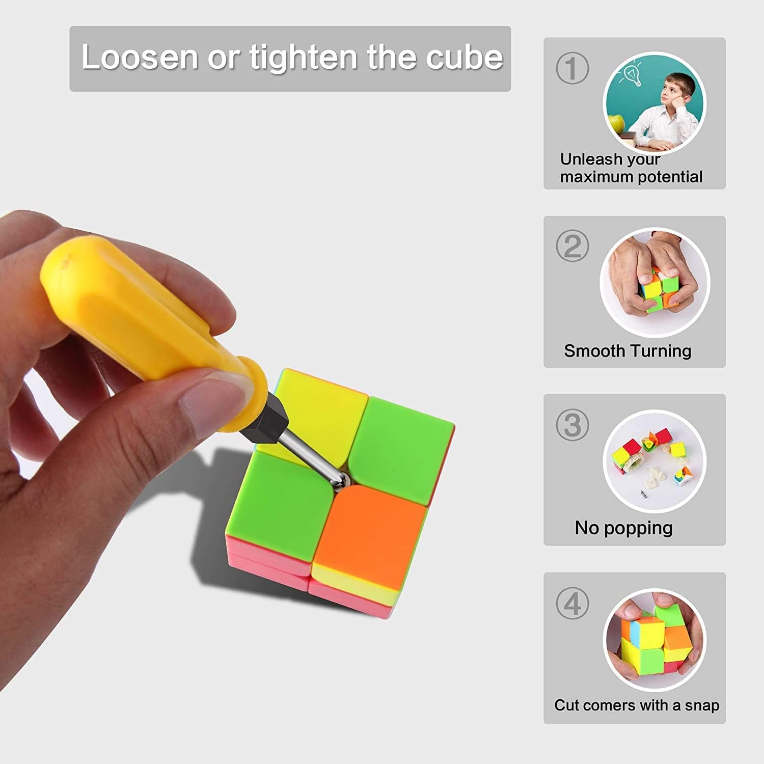 مكعب السرعة روكسيندا الاحترافي 2x2x2 - دوران سريع وسلس - متين وقوي بدون ملصقات، أفضل لعبة ألغاز سحرية ثلاثية الأبعاد - يدور أسرع من الأصلي