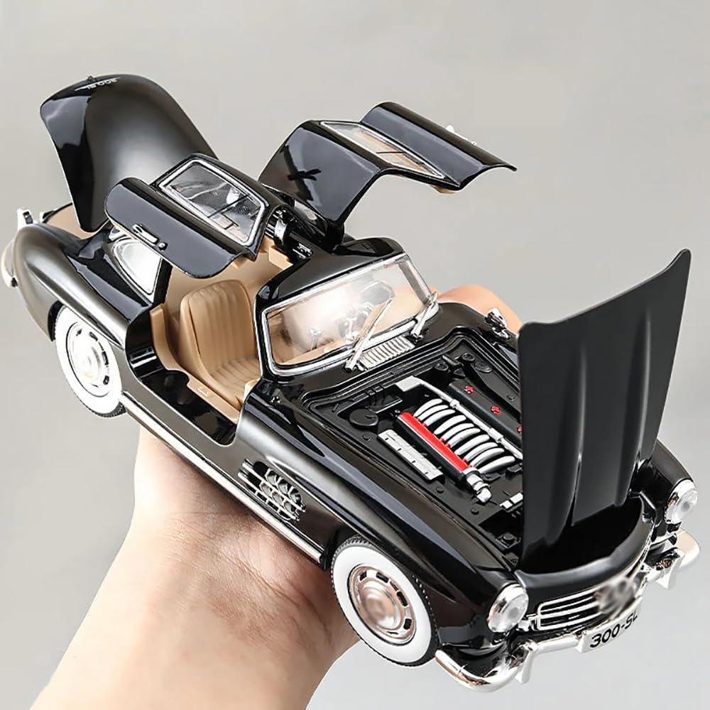 Coelon 1:24 Diecast Vintage Toy Car 300 SL Classic Toy Cars for Kids Die Cast Metal Car Light Sound Pullback Openable Door Cars
