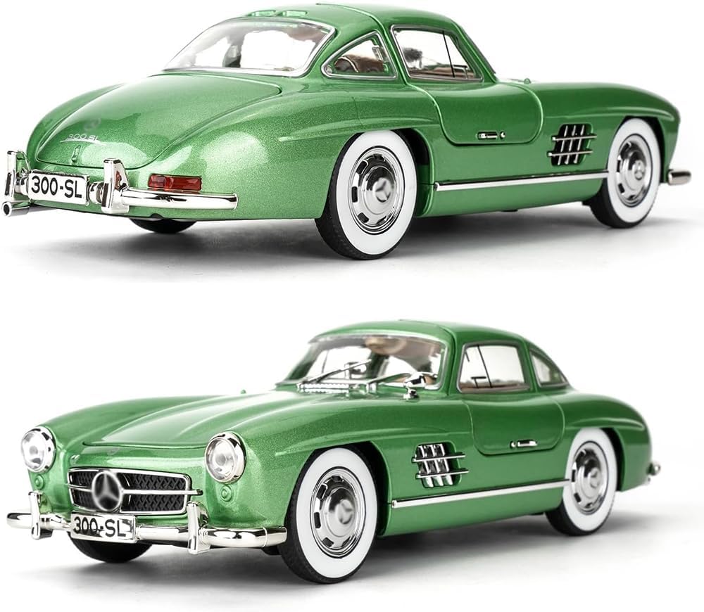 DEUSON ECOM 1:24 SL300 Vintage Toy Car Classic Model Toy Car for Kids Diecast Metal Cars Light Sound Pullback Openable Door