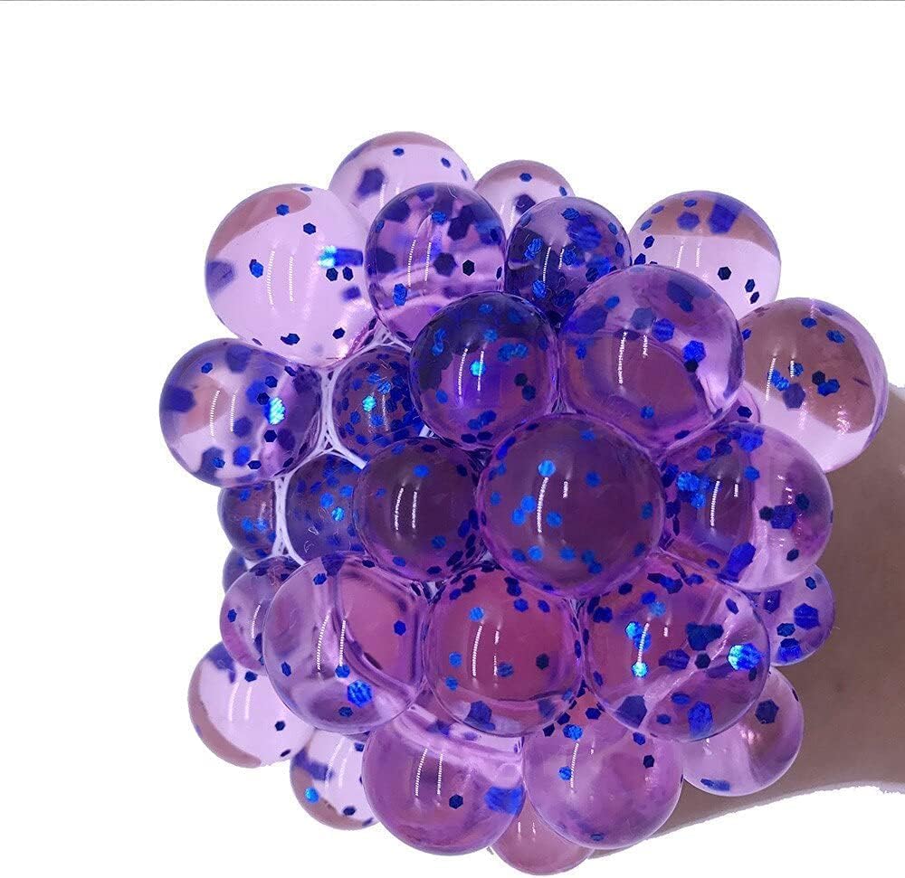 ECVV 4 قطع من كرات شبكية متلألئة لامعة ومزخرفة لتخفيف التوتر، لعبة مضادة للتوتر (ألوان عشوائية)