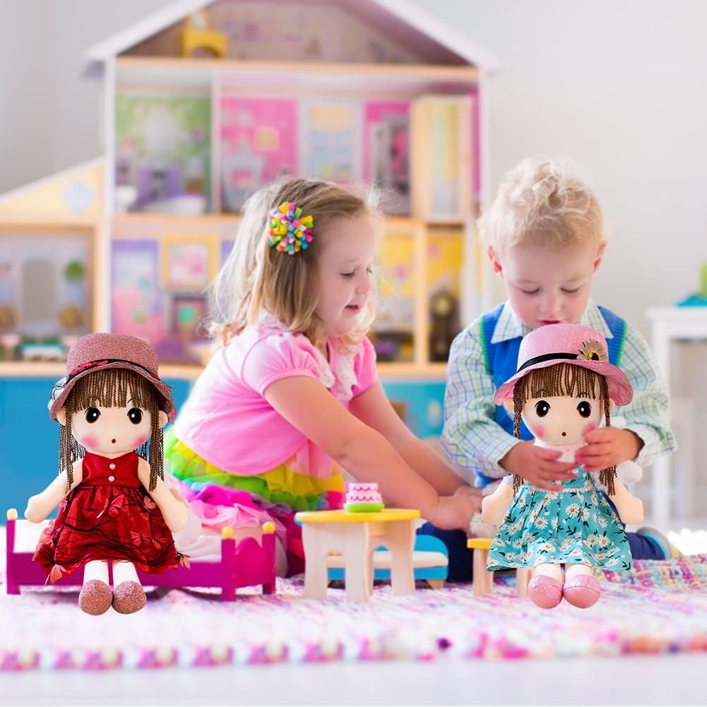 LICHENGTAI دمية قماشية لطفلة دمية شعر دمية قماشية للبنات دمية قماشية دمية قطيفة ناعمة دمى ألعاب قطيفة للأطفال البنات، 45 سم