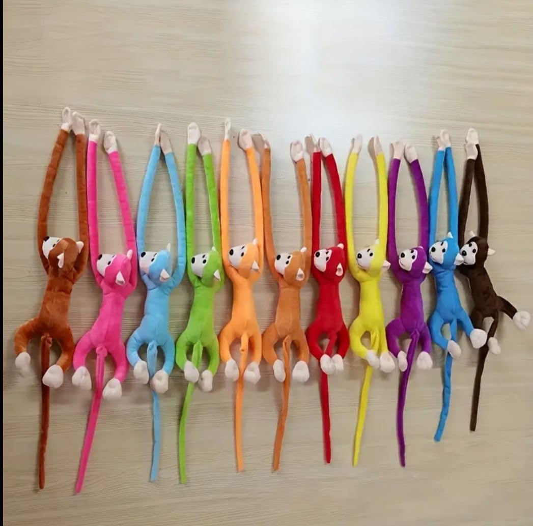 6 pcs Hanging Monkey Stuffed Animal, Stuffed Monkey Plush Toy, Great Gift for Kids Home Decor with Light and Sound for Boys and Girls - Assorted Colour