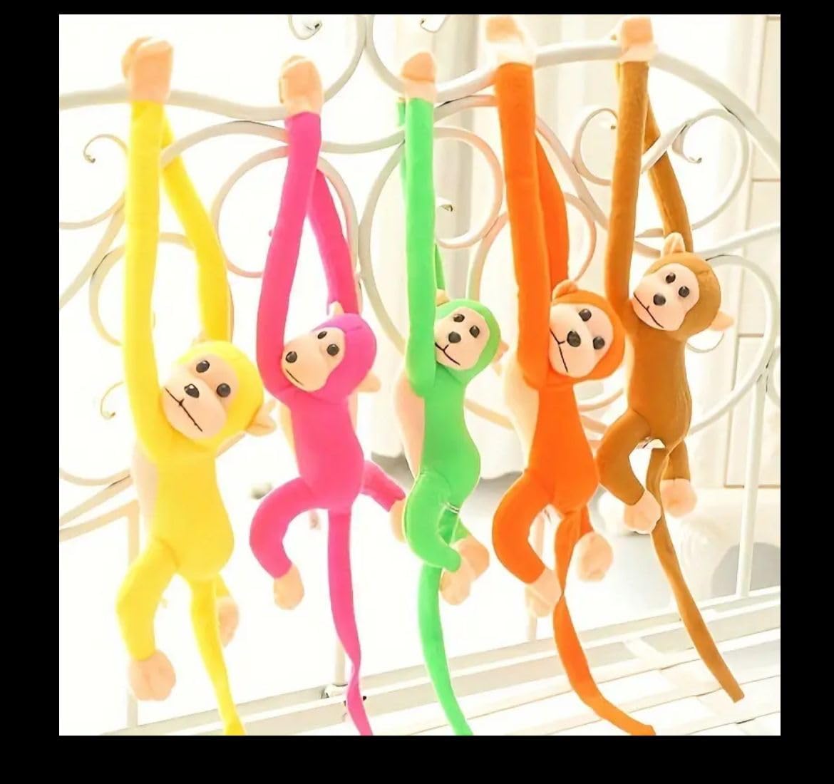 6 pcs Hanging Monkey Stuffed Animal, Stuffed Monkey Plush Toy, Great Gift for Kids Home Decor with Light and Sound for Boys and Girls - Assorted Colour
