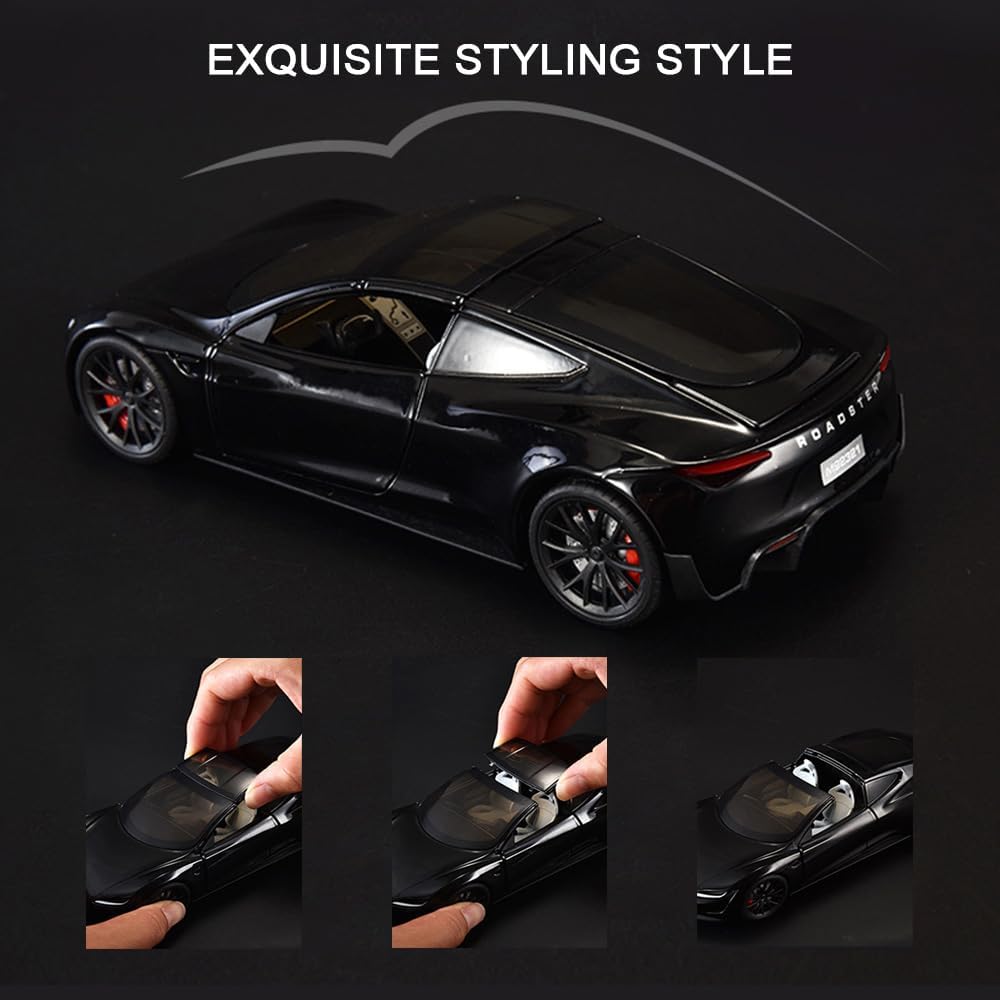 سيارة رودستر مصبوبة بمقياس 1/24 من EROCK مع وظيفة السحب للخلف والصوت والضوء، مركبات معدنية من سبائك معدنية، سيارة رودستر لعبة مثالية للتجميع للأطفال والبالغين المتحمسين، هدية عيد ميلاد رائعة (أحمر)