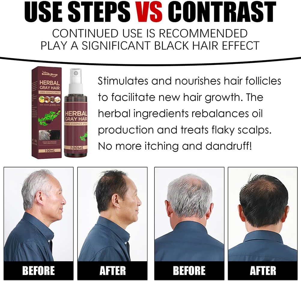 TDMKT 100ml Hair Darkening Spray, Anti-Gray Herbal Serum, Blacken and Reduce Gray Hair, Scalp Nourish Spray
