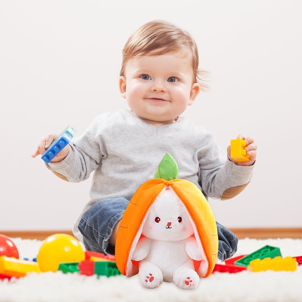 SiSfeL 25 cm Carrot Rabbit with Zip, Rabbit Plush, Plush Toy Rabbit, Rabbit Cuddly Toy, Plush Toy, Funny Rabbit Plush Toy Doll Gift for Children