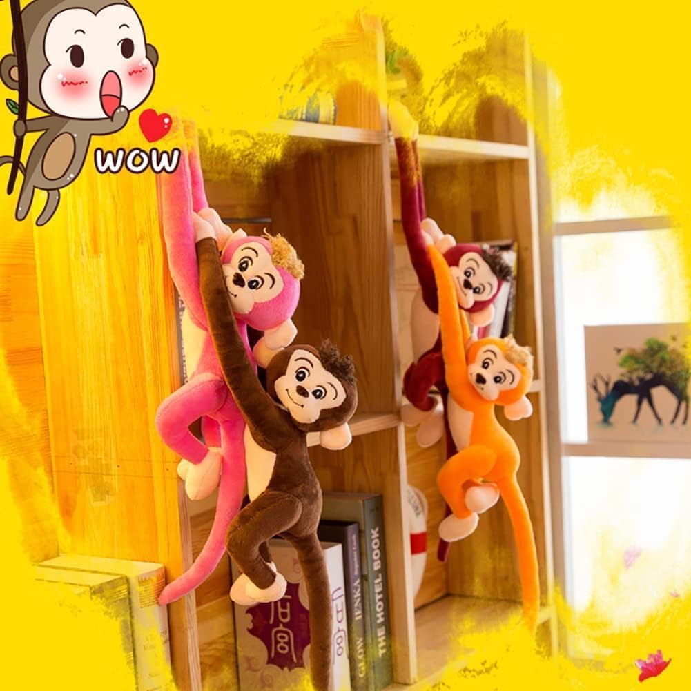 لعبة قرد محشوة معلقة من BIUBIULOVE، لعبة قرد محشوة، هدية رائعة لديكور منزل الأطفال (بني غامق، 20 بوصة)