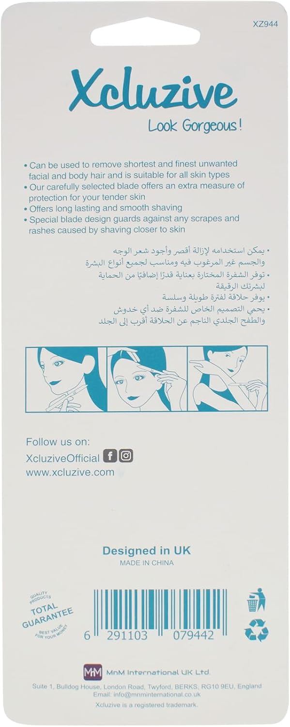 Xcluzive Facial & Body Hair Razor, Pack of 3, Plastic Handle, Unisex-Adults