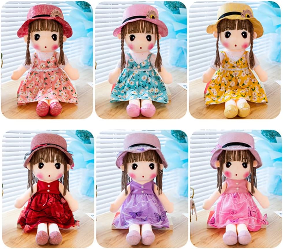 LICHENGTAI دمية قماشية لطفلة دمية شعر دمية قماشية للبنات دمية قماشية دمية قطيفة ناعمة دمى ألعاب قطيفة للأطفال البنات، 45 سم