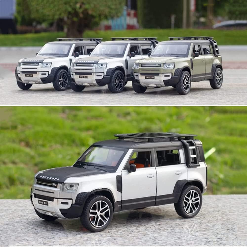 DEUSON ECOM 124 Defender Diecast Metal Toy Car Model Car Light Sound Pullback Openable Door Car For Kids, Olive